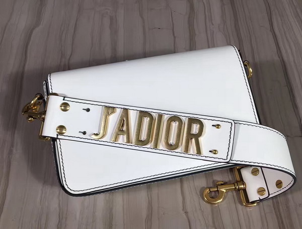 Dior Jadior Flap Bag with Shoulder Strap White Calfskin For Sale