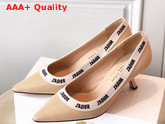 Dior Jadior Pump in Nude Technical Canvas with Embroidered Ribbon Replica