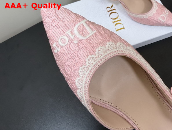Dior Jadior Slingback Pump Soupir Pink Dior Oblique Embroidered Cotton and White Lace Replica