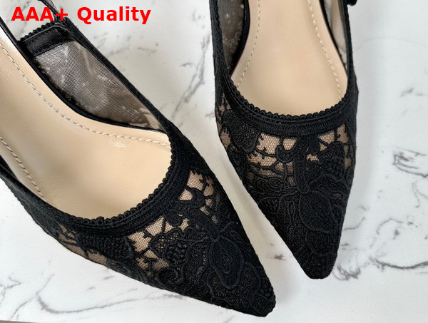 Dior Jadior Slingback Pump Transparent Mesh Embroidered with Black D Lace Motif Replica