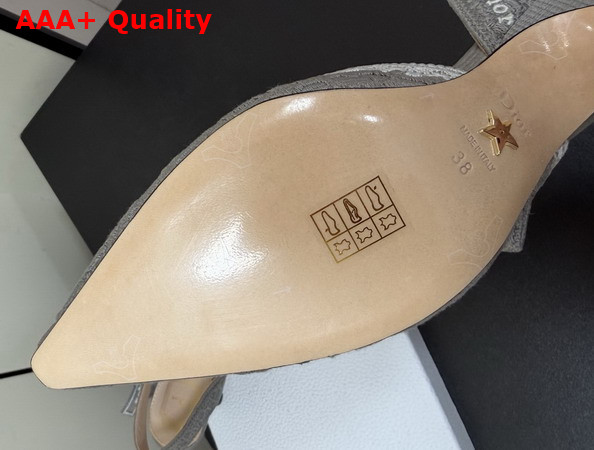 Dior Jadior Slingback Pump Trianon Gray Dior Oblique Embroidered Cotton and White Lace Replica