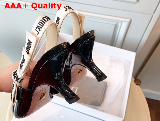 Dior Jadior Slingback Pump in Black Patent Calfskin Leather Replica