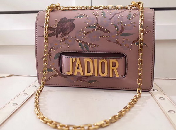 Dior Jadior Studded Flap Bag with Chain in Light Pink Calfskin For Sale