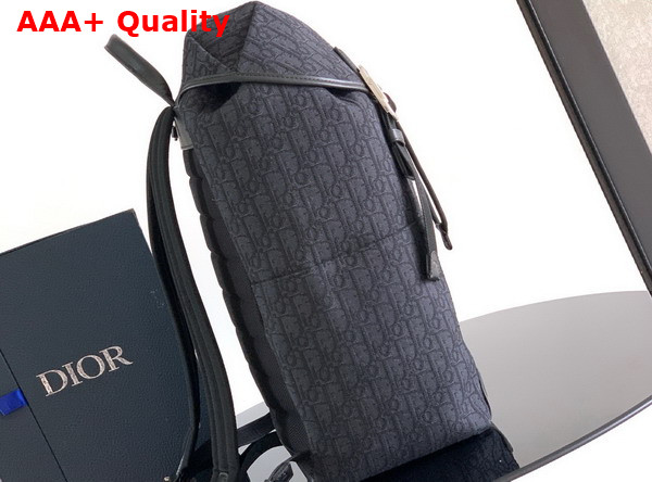 Dior Jett Backpack with Flap Black Dior Oblique Jacquard Replica