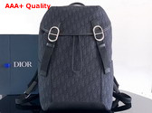 Dior Jett Backpack with Flap Black Dior Oblique Jacquard Replica
