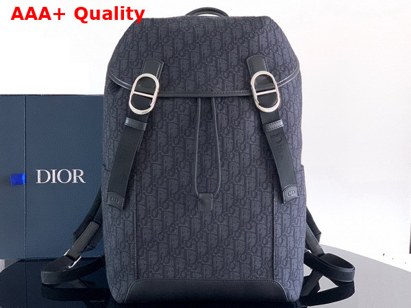 Dior Jett Backpack with Flap Black Dior Oblique Jacquard Replica