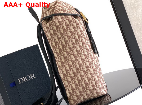Dior Jett Backpack with Flap Brown Dior Oblique Jacquard Replica