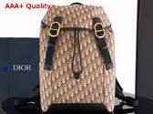 Dior Jett Backpack with Flap Brown Dior Oblique Jacquard Replica