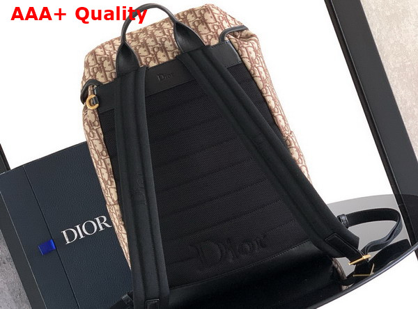 Dior Jett Backpack with Flap Brown Dior Oblique Jacquard Replica