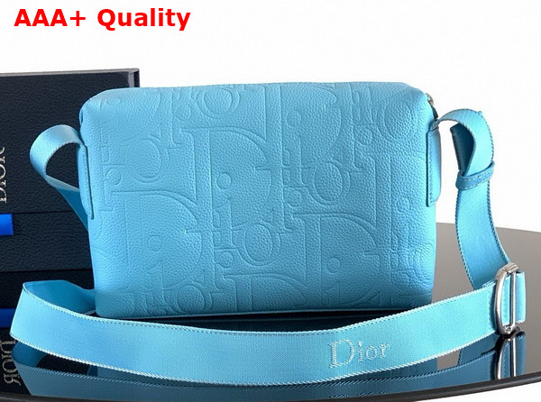 Dior Jett Zipped Messenger Bag Myosotis Blue Dior Gravity Leather Replica