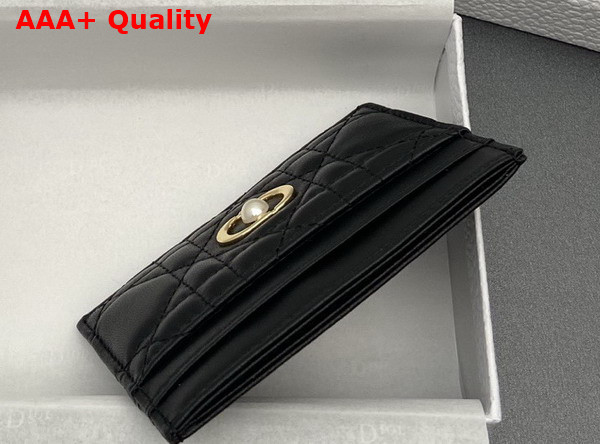 Dior Jolie Freesia Card Holder in Black Cannage Lambskin Replica