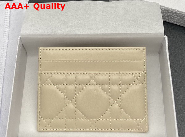 Dior Jolie Freesia Card Holder in Powder Beige Cannage Lambskin Replica