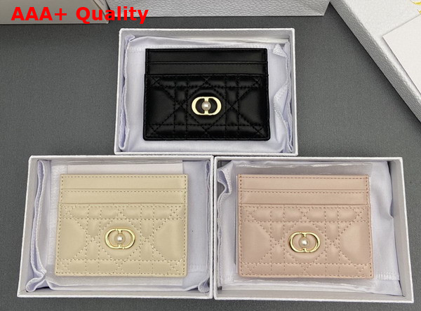 Dior Jolie Freesia Card Holder in Powder Beige Cannage Lambskin Replica
