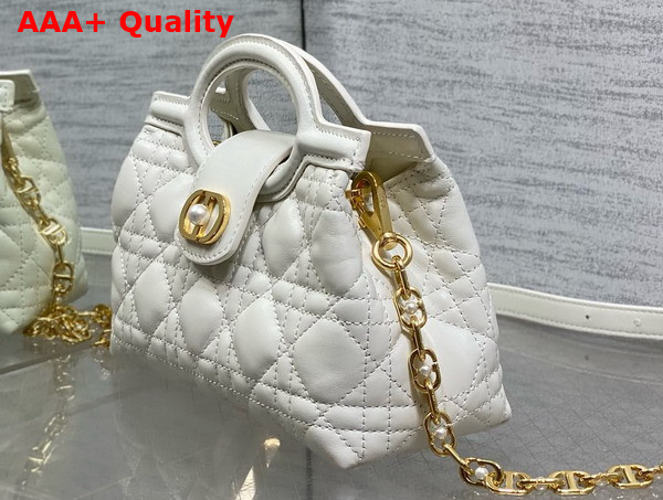 Dior Jolie Top Handle Mini Bag in Latte Cannage Lambskin Replica