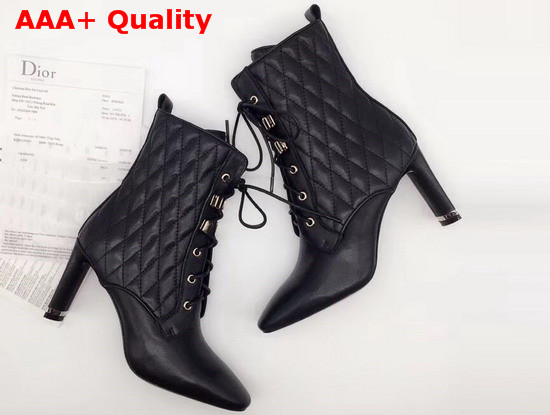 Dior Lace Up Ankle Boot in Black Calfskin Replica