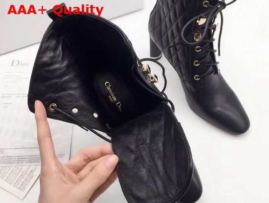 Dior Lace Up Ankle Boot in Black Calfskin Replica