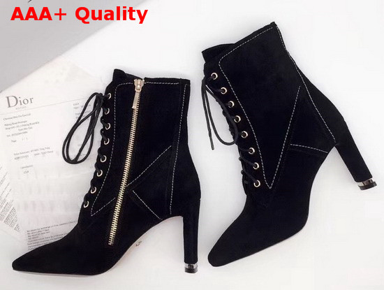 Dior Lace Up Ankle Boot in Black Suede Replica