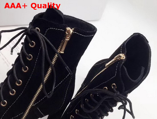 Dior Lace Up Ankle Boot in Black Suede Replica