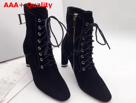 Dior Lace Up Ankle Boot in Black Suede Replica