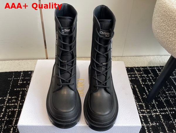 Dior Lace Up Boot in Black Calfskin Replica