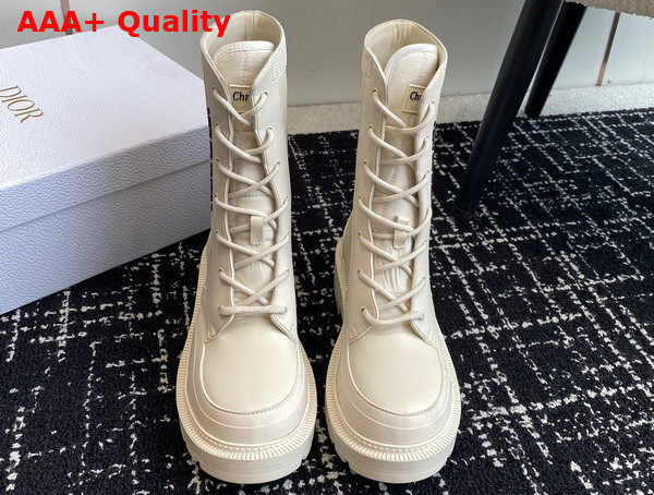 Dior Lace Up Boot in White Calfskin Replica