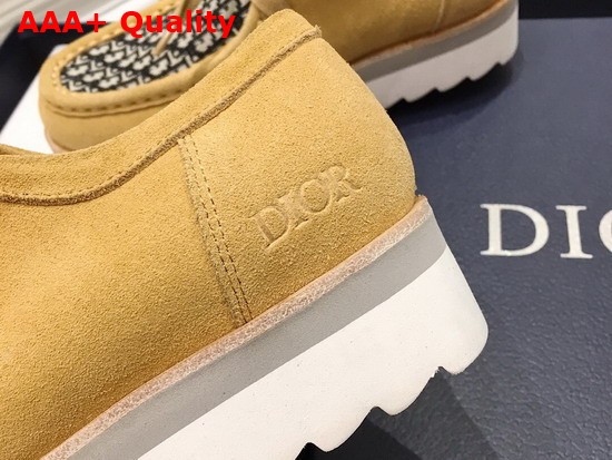 Dior Lace Up Shoe Beige Suede with Beige and Black Dior Oblique Jacquard Replica