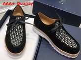 Dior Lace Up Shoe Black Suede with Beige and Black Dior Oblique Jacquard Replica