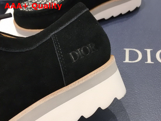 Dior Lace Up Shoe Black Suede with Beige and Black Dior Oblique Jacquard Replica