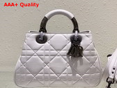 Dior Lady 95 22 Bag Latte Cannage Calfskin with Gun Metal Replica