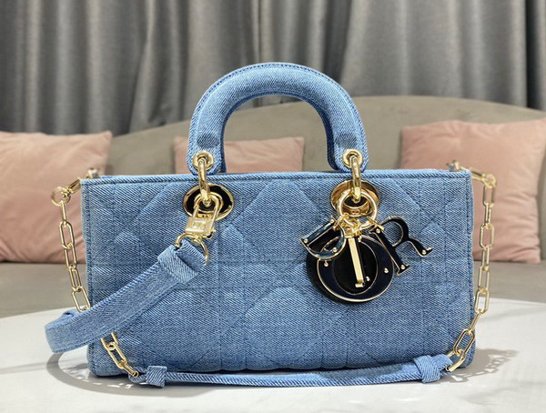 Dior Lady D Joy Bag Blue Cannage Denim Replica