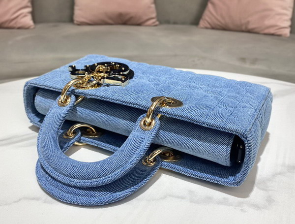 Dior Lady D Joy Bag Blue Cannage Denim Replica
