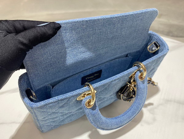 Dior Lady D Joy Bag Blue Cannage Denim Replica