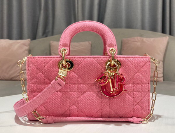 Dior Lady D Joy Bag Bright Pink Cannage Denim Replica