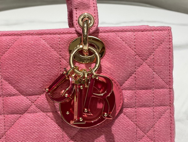 Dior Lady D Joy Bag Bright Pink Cannage Denim Replica
