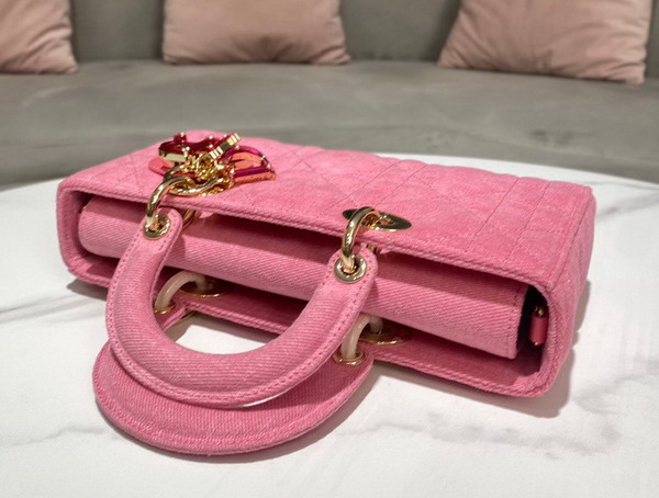 Dior Lady D Joy Bag Bright Pink Cannage Denim Replica