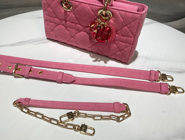 Dior Lady D Joy Bag Bright Pink Cannage Denim Replica