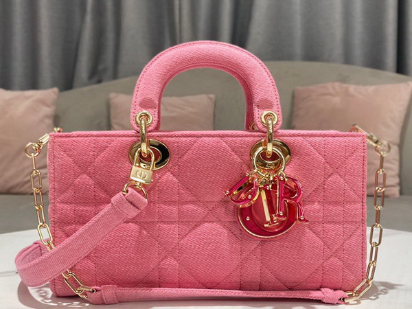 Dior Lady D Joy Bag Bright Pink Cannage Denim Replica