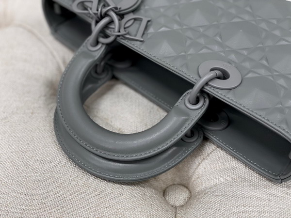 Dior Lady D Joy Bag Gray Cannage Calfskin with Diamond Motif Replica