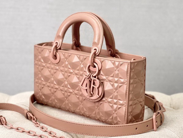 Dior Lady D Joy Bag Rose Des Vents Cannage Calfskin with Diamond Motif Replica