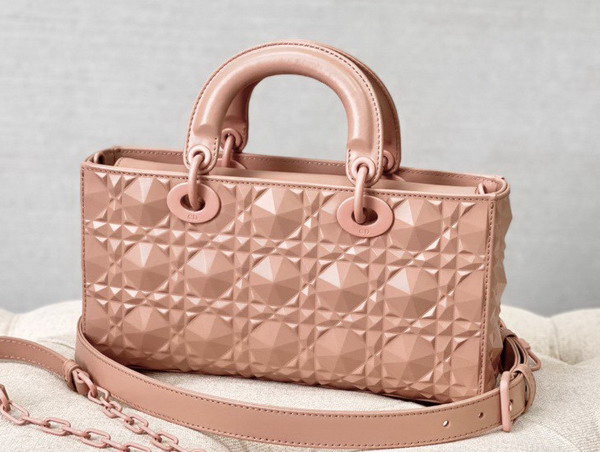 Dior Lady D Joy Bag Rose Des Vents Cannage Calfskin with Diamond Motif Replica