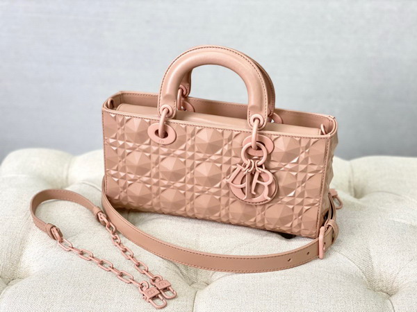 Dior Lady D Joy Bag Rose Des Vents Cannage Calfskin with Diamond Motif Replica