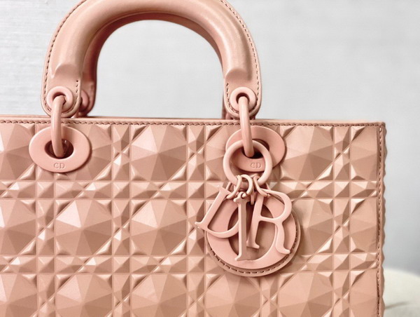 Dior Lady D Joy Bag Rose Des Vents Cannage Calfskin with Diamond Motif Replica