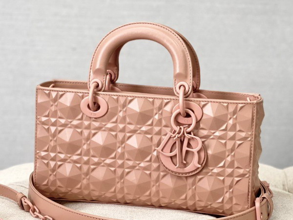 Dior Lady D Joy Bag Rose Des Vents Cannage Calfskin with Diamond Motif Replica