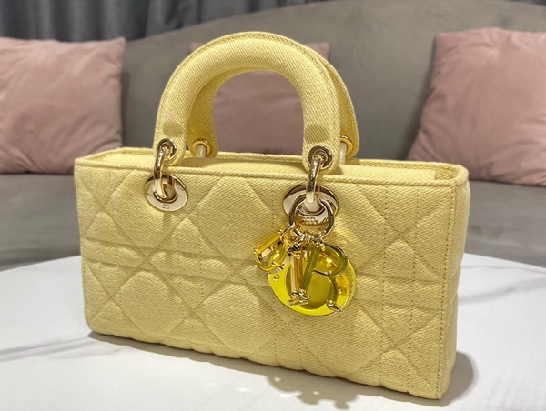 Dior Lady D Joy Bag Yellow Cannage Denim Replica