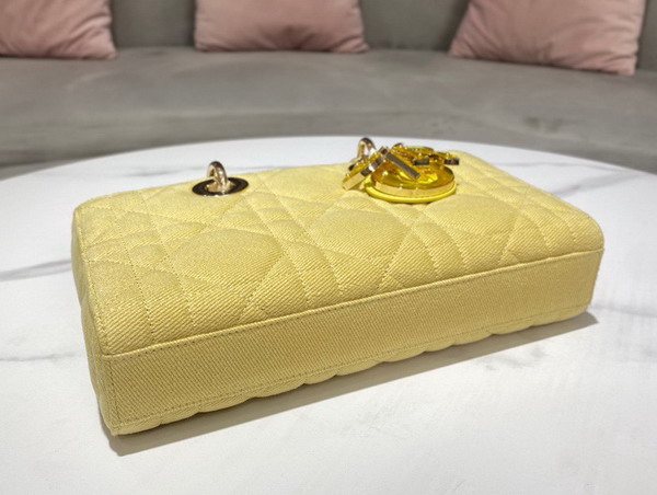 Dior Lady D Joy Bag Yellow Cannage Denim Replica