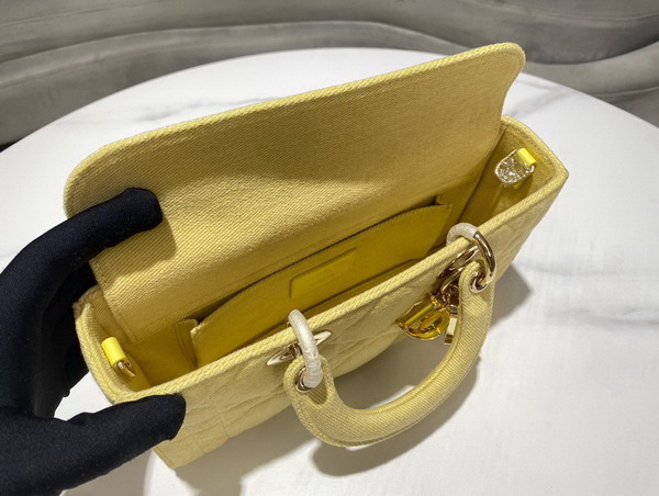 Dior Lady D Joy Bag Yellow Cannage Denim Replica