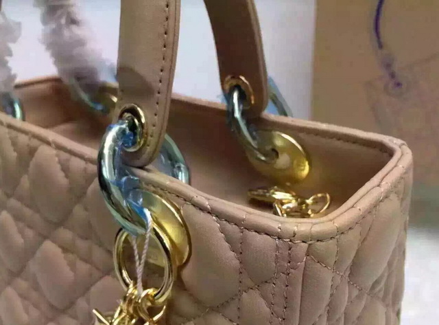 Dior Lady Dior Bag Apricot Lambskin Gold Hardware for Sale