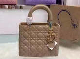 Dior Lady Dior Bag Apricot Lambskin Gold Hardware for Sale