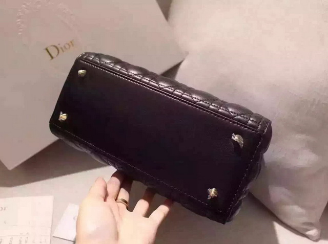 Dior Lady Dior Bag Black Lambskin Gold Hardware for Sale