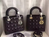 Dior Lady Dior Bag Black Patent Leather Gold Hardwares for Sale
